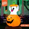 Joyfy 5 FT Halloween Inflatable Outdoor Decorations, Inflatable Ghost in Pumpkin with LEDs for Halloween Party Yard, Garden, Lawn Outdoor Decoration - 4 of 4
