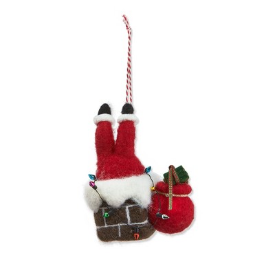 tagltd Santa In Chimney Wool Christmas Tree Ornament, 3.54l x 2.36w x 4.72 in.