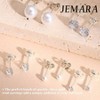 Hypoallergenic 925 Silver Stud Earrings - Pearl & CZ Ball Stud Set for Multiple Piercings, Dainty Women's Jewelry - 4 of 4