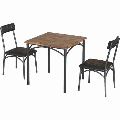 CuisinSmart Dining Table Set, 3-Piece Kitchen Table and Upholstered Chairs, Modern Dinette Set with Metal Frame for Small Space