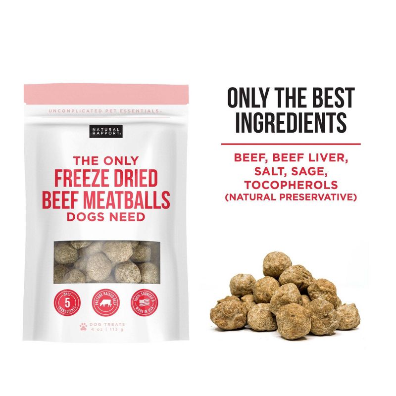 Natural Rapport The Only Freeze Dried Meatballs Dog Treats - 4oz, 4 of 10