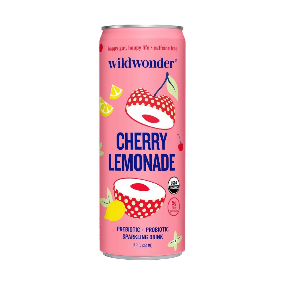 wildwonder Cherry Lemonade Organic Prebiotic + Probiotic Sparkling Drink - 12 fl oz