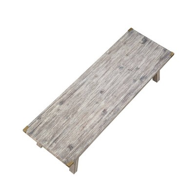 Mid-Century Modern Acacia Wood Plant Accent Table in Light Barnwood