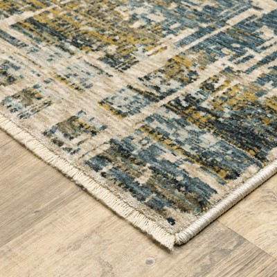 Hayden Blue and Gold Abstract Rectangular Area Rug 3'3" x 5'