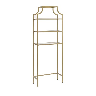 Soft Gold Pagoda-Inspired Over-the-Toilet Storage with Tempered Glass Shelves