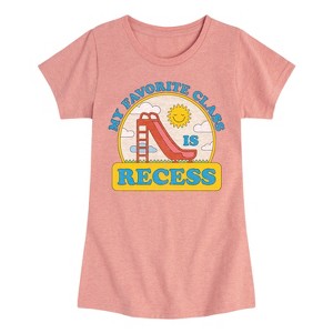 Girls' - Instant Message - My Favorite Class Is Recess Fitted Short Sleeve Graphic T-Shirt - 1 of 4