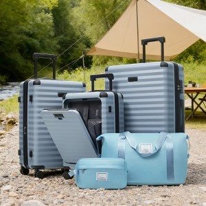 KWPZQEB Luggage Sets of 5 with Front Opening, Hardshell Suitcases With Wheels & TSA Lock, USB Port & Cup Holder, Duffel Bag & Toiletry Bag, 20/24/28 - 1 of 4