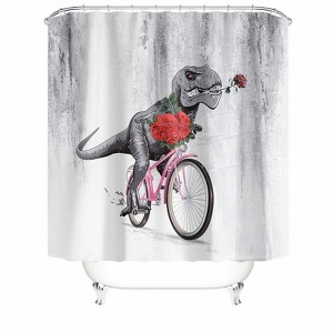 Dinosaur Riding A Bicycle Shower Curtains for Bathroom Waterproof Fabric Bath Curtain Durable Soft Stylish Bathroom Decor 72x72 Inch - 1 of 1