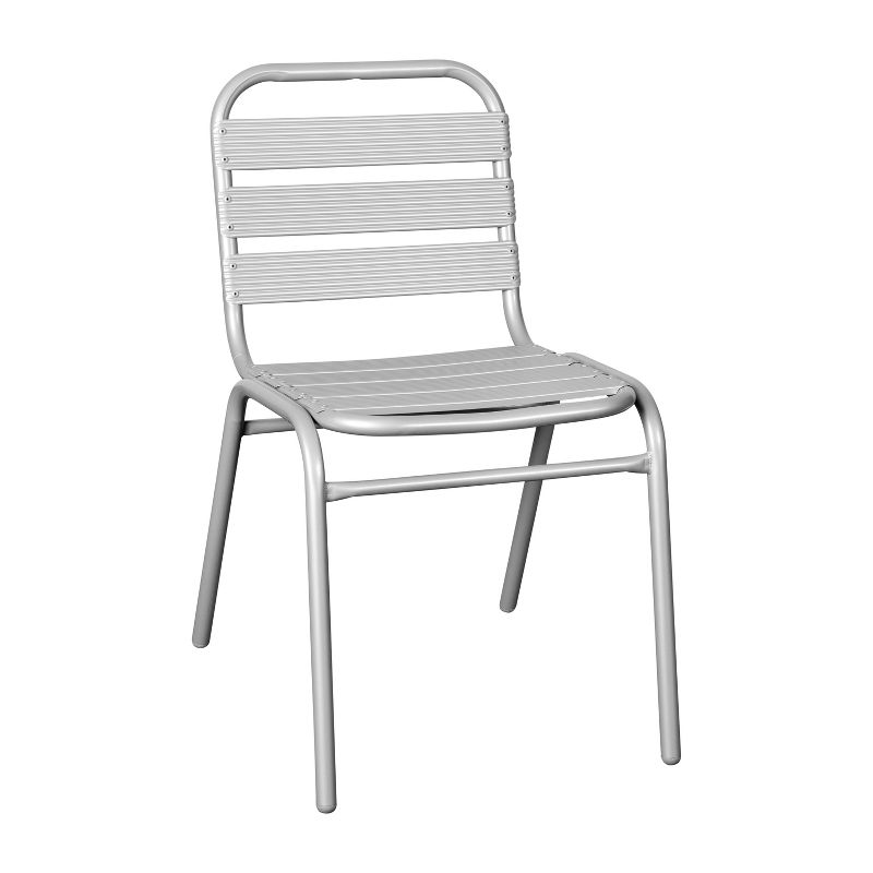 Emma and Oliver Aluminum Commercial Indoor-Outdoor Armless Restaurant Stack Chair with Triple Slat Back, 1 of 12