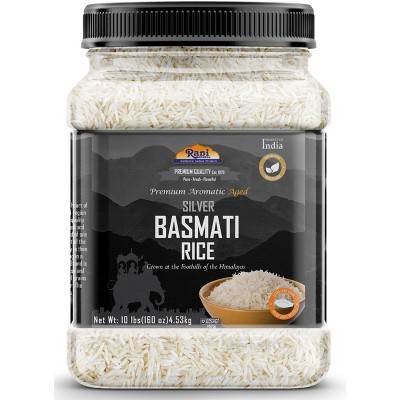Silver White Basmati Rice Extra Long - 160oz (10lbs) PET Jar - Rani Brand Authentic Indian Products