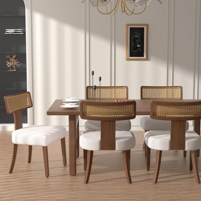 NicBex Modern Solid Wood Dining Chairs Set of 2 with Rattan Net Back,Upholstered Small Accent Chairs for Dining Room,Living Room