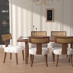 NicBex Modern Solid Wood Dining Chairs Set of 2 with Rattan Net Back,Upholstered Small Accent Chairs for Dining Room,Living Room - 1 of 4