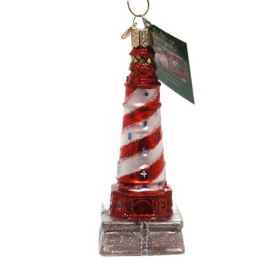 Old World Christmas 5.0" White Shoal Lighthouse Mackinaw  -  Tree Ornaments