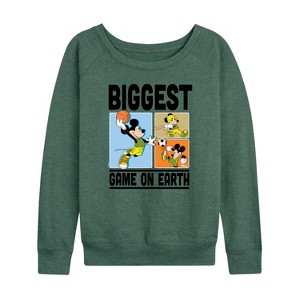 Women's - Disney - Biggest Game On Earth Lightweight French Terry Wide Neck Long Sleeve Shirt - 1 of 4