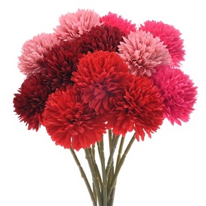 Unique Bargains Artificial Chrysanthemum Ball Flowers Real Touch 11 Inch 12 Pcs - 1 of 4