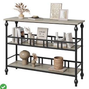 43 Inch Console Table for Entryway, Farmhouse & Modern Decor – Sturdy Open Shelf Sofa Table with Roman Column Legs - 1 of 4