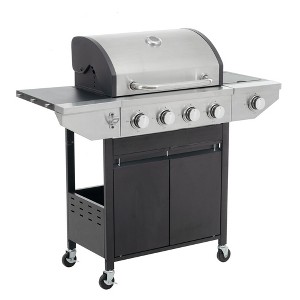 Okak Propane Grill with 3 Burners, Bbq Grill with Stainless Steel Frame and Side Burner, Outdoor Grill for Outdoor Cooking - 1 of 4