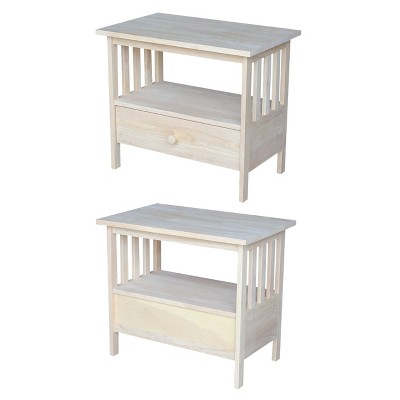 Unfinished Solid Parawood Mission TV Stand with Drawer