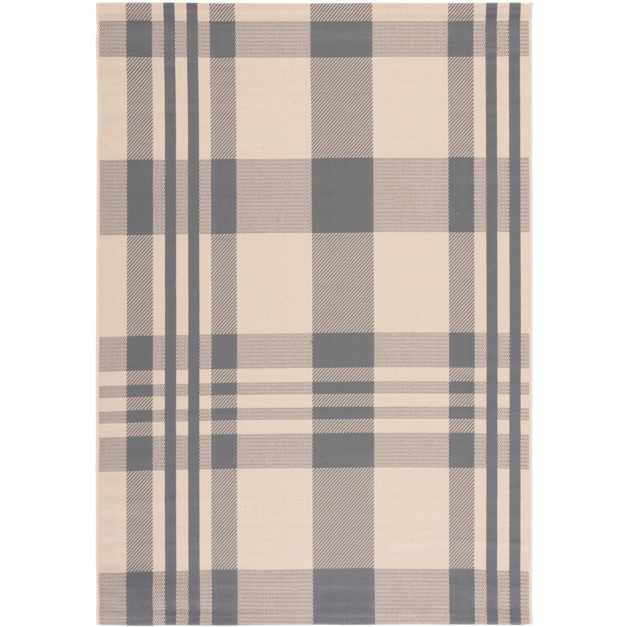 Courtyard CY6201 UV & Stain Resistant Non-Shedding Power Loomed Indoor/Outdoor Area Rug - Grey/Bone - 5'3"x7'7" - Safavieh