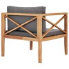 vidaXL Outdoor Patio Chair with Comfy Gray Cushions, Solid Teak Wood, Easy Maintenance, Versatile Design, Ideal for Garden, Terrace or Patio - 4 of 4