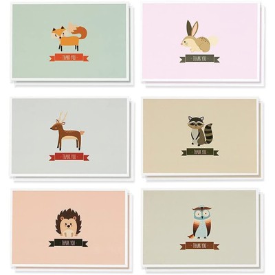 48 Pcs Thank You Cards Bulk Set, Woodland Animals Thank You Notes with Envelopes