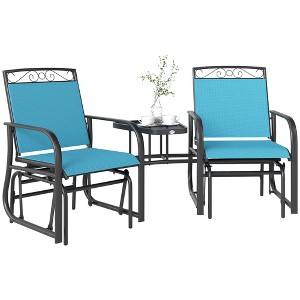Outsunny Outdoor Glider Chairs with Coffee Table, Patio 2-Seat Rocking Chair Swing with Breathable Sling for Backyard, Garden and Porch - 1 of 4