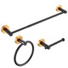 3-Piece Bathroom Towel Bar Hardware Set, Durable Space-Saving Aluminum - 2 of 4