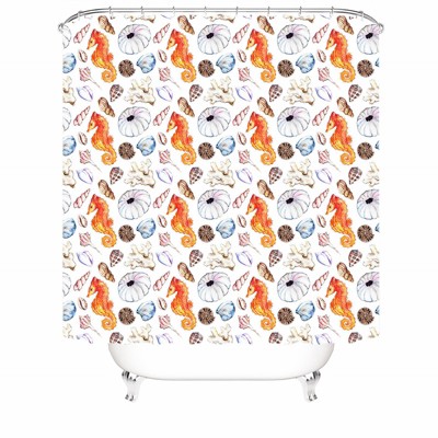 Seahorse Conch Shower Curtains for Bathroom Waterproof Fabric Bath Curtain Durable Soft Stylish Bathroom Decor 72x72 Inch