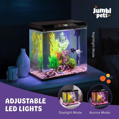 5 Gallon Black Glass Desktop Aquarium Kit with LED Lighting