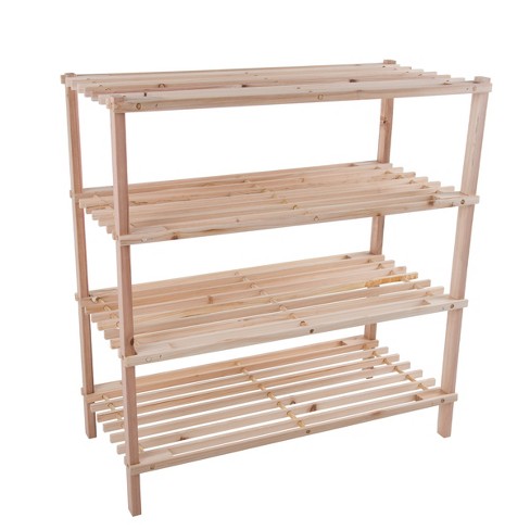 Hastings Home 4-tier Space-saver Wood Shoe Rack And Storage Shelves ...