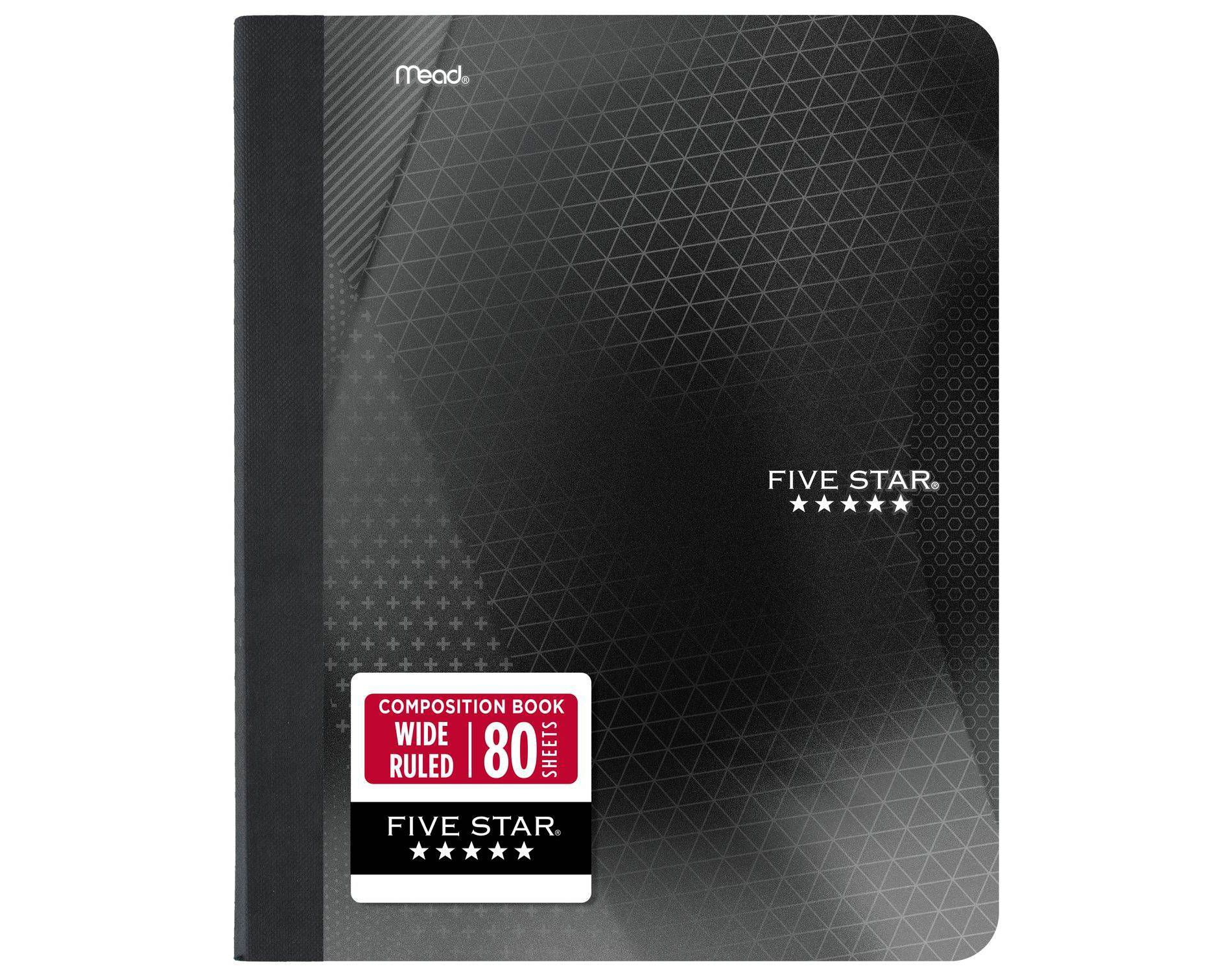 Five Star 7.5"x9.75" Active Wide Ruled Composition Book Black