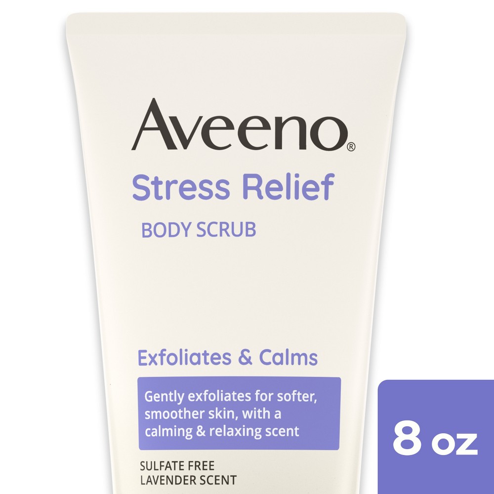 Photos - Shower Gel Aveeno Stress Relief Exfoliating Body Scrub - Lavender - 8oz 