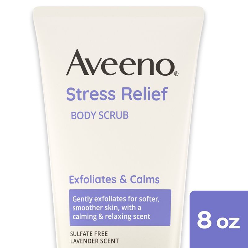 Aveeno Stress Relief Exfoliating Body Scrub - Lavender - 8oz, 1 of 13