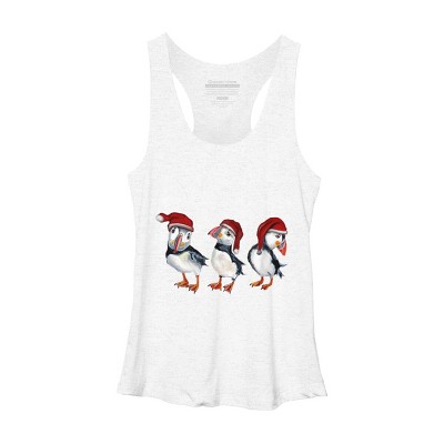 Women's Design By Humans Christmas Puffins By msmart Racerback Tank Top