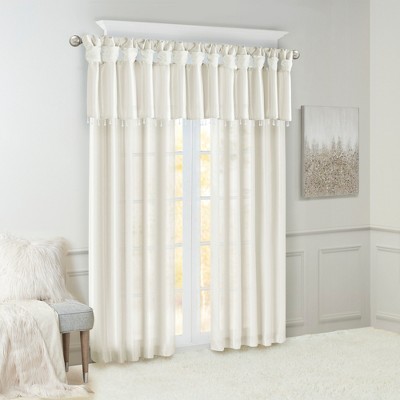 MAYEERTY 50x26" Lightweight Faux Silk Valance With Beads White