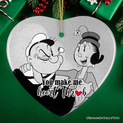 You Make Me Heart Throb Quote Ornament, Classic Popeye Sailor Couple Christmas Gift | OrnamentallyYou