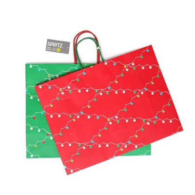 2pk XL Vogue Gift Bags Assorted Holiday Lights Printed - Spritz™