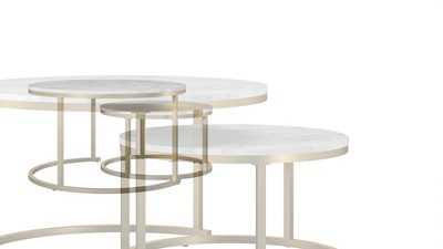 Amelia Round White Metal Nesting Coffee Tables