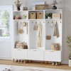 74-inch Hall Tree with Bench and Storage, Entryway Coat Rack with Shoe Bench, Featuring 4 Gold Hooks - 3 of 4