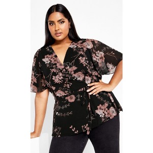 Women's Plus Size Blossom Love Top - black | CITY CHIC - 1 of 4