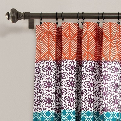 Fuchsia and Orange Bohemian Stripe Light-Filtering Curtain Panels
