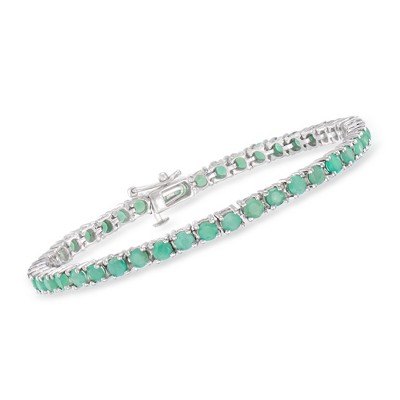 Ross-Simons 7.25 ct. t.w. Emerald Tennis Bracelet in Sterling Silver Size 8.25