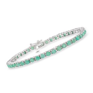 Ross-Simons 7.25 ct. t.w. Emerald Tennis Bracelet in Sterling Silver Size 8.25 - 1 of 4