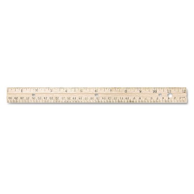 Westcott Hole Punched Wood Ruler English and Metric With Metal Edge 12" 10702