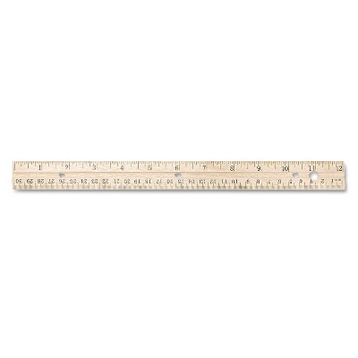 Westcott Hole Punched Wood Ruler English and Metric With Metal Edge 12" 10702