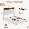Full Size/King Size Bed Frame with Charging Station, Velvet Upholstered Platform Bed with Wingback Storage Headboard - 2 of 4