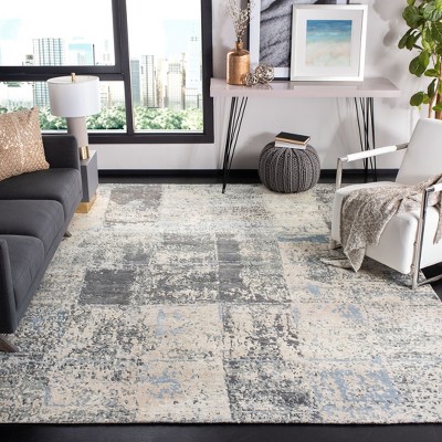 Ivory Abstract Hand-Knotted Wool & Viscose 8'x10' Area Rug