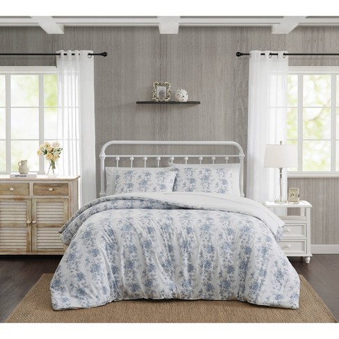 The Farmhouse 2pc Twin/Twin Extra Long By Rachel Ashwell British Rose  Comforter Set White/Blue