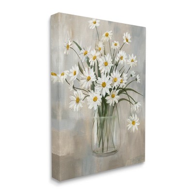 Large White and Yellow Daisy Bouquet Canvas Wall Art