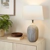 POWLIG 22-in Black White LED Ceramic Table Lamp with Linen Shade for Living Room,Bedroom - 3 of 4